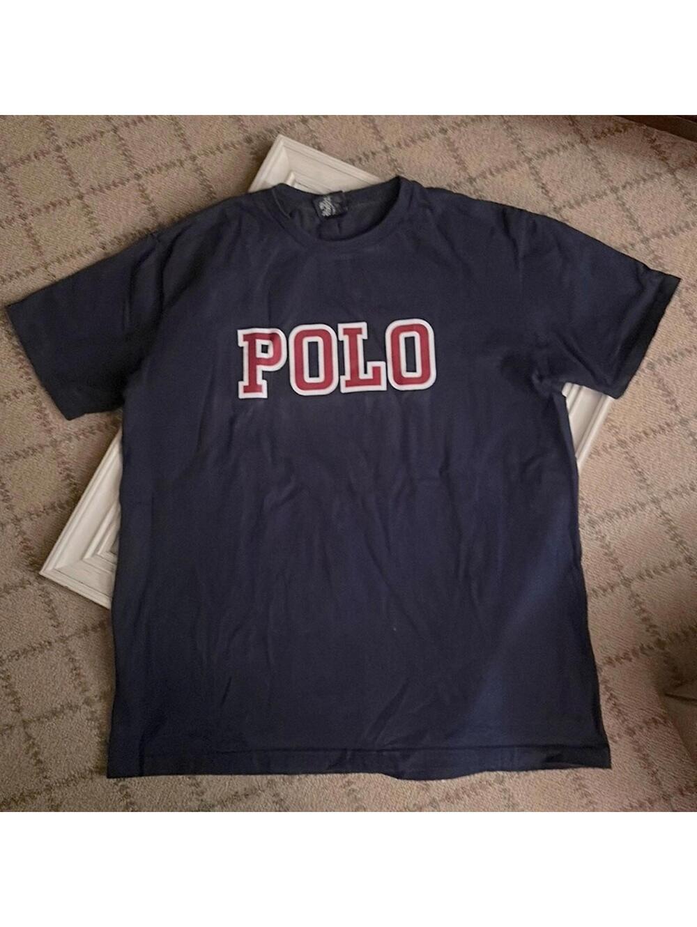 Polo By Ralph lauren navy Tee w red lettering M